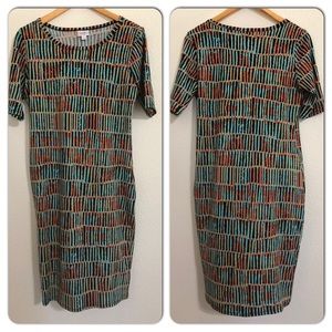 LulaRoe Julia Multi-Color Geometric Shape Dress M